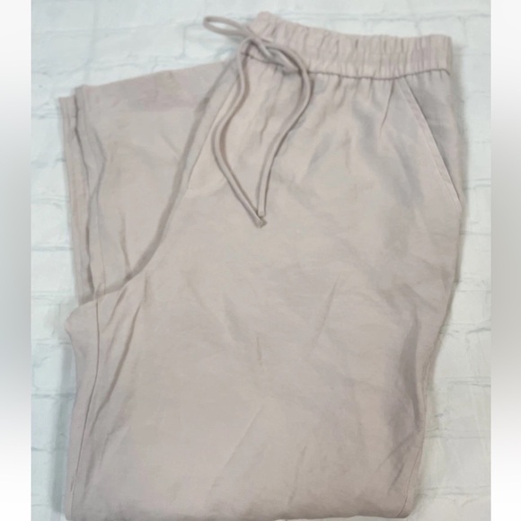Zara Modal Blend Satin Style Pants W/Pocket Drawstring Woman’s Size XL Beige  - Picture 5 of 16